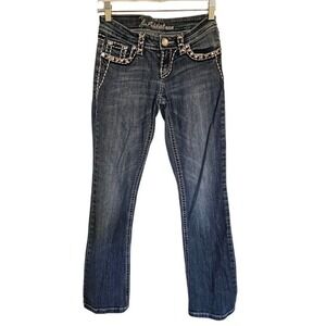 LA Idol Jeans Womans 3 blue‎ bootcut embroidered pockets bling